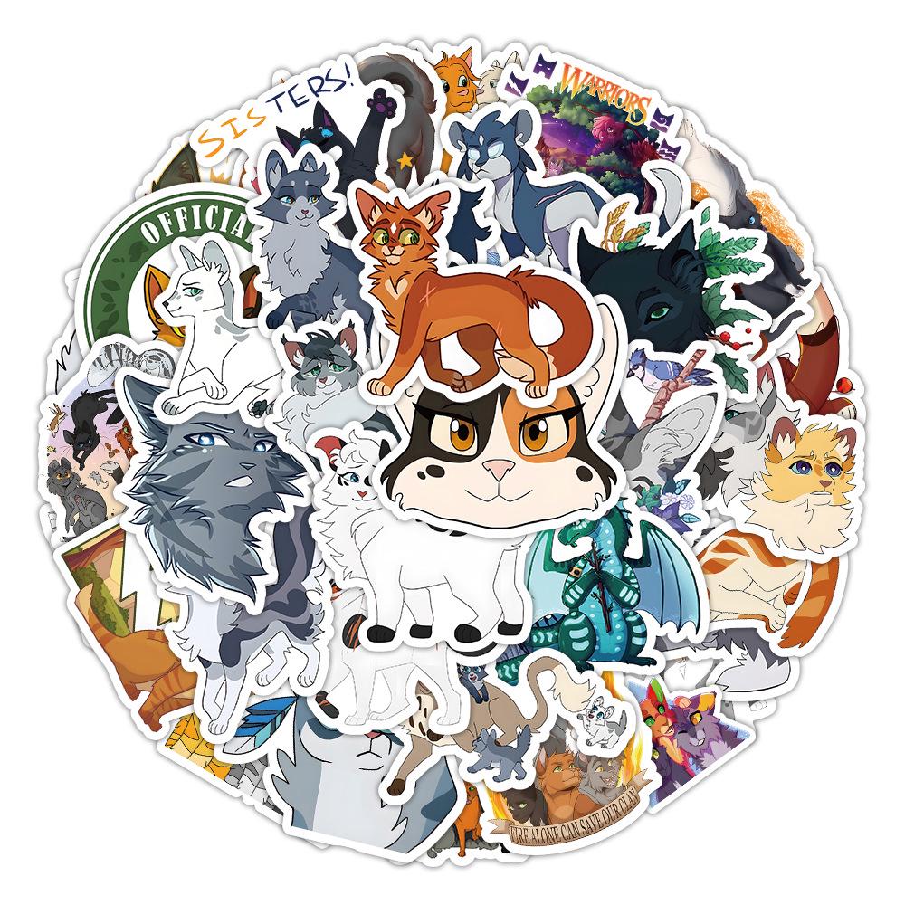 50 Cat Warrior Waterproof Graffiti Stickers for DIY Notebooks and Suitcases - 50 Sheets