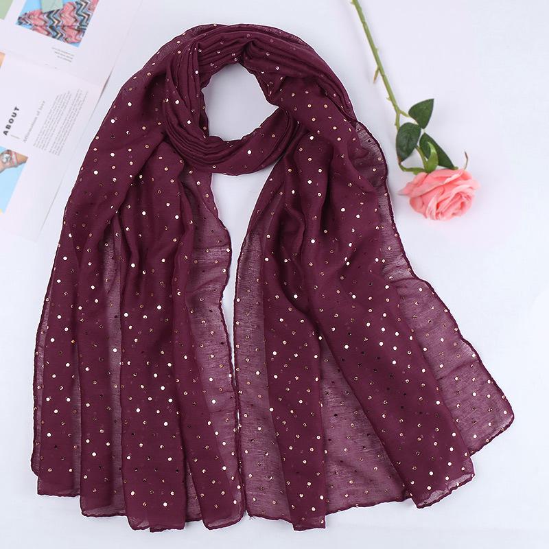 Women Plain Lurex Glitter Loop Dot Viscose Scarf Ladies Shimmer Shawls and Wraps Pashmina Stole Muslim Hijab Sjaal 180*70Cm