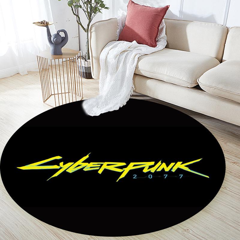 Cyberpunk 2077 pattern round rug,Carpet Rug for Living Room Bedroom Playroom ,Non-slip Floor Mat,Holiday Gifts and Birthday Gifts.