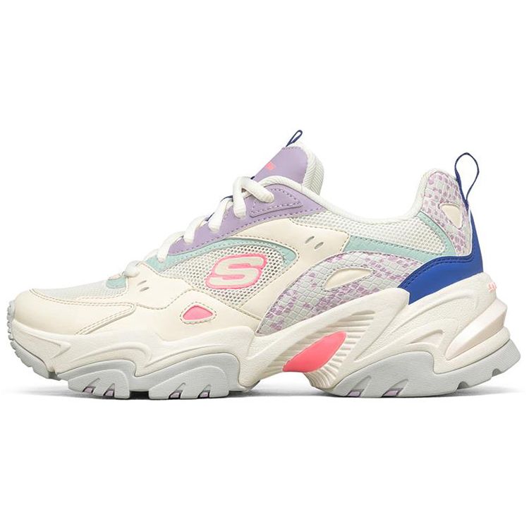 Skechers Stamina V2 Rainbow Beast Synthetic Leather Fashion Comfortable Durable Low-Top Dad Shoes Women sneaker Natural 896004-NTMT 35