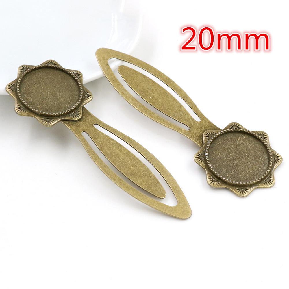 

Fashion 2pcs 18mm 20mm Inner Size Antique Silver Plated Bronze Black Simple Style Handmade Bookmark Cabochon Base Cameo Setting