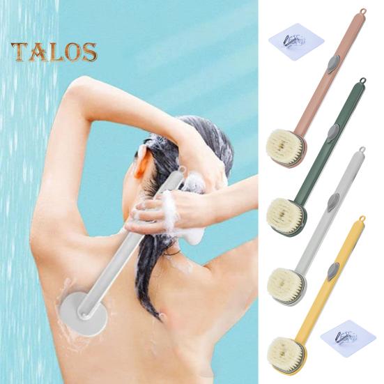 

2 шт., массажная щетка для чистки ванны с длинной ручкой, дозатором мыла и липкими крючками, щетка для жидкой ванны, мягкая скребок для спины из микрофибры PBT для душа A