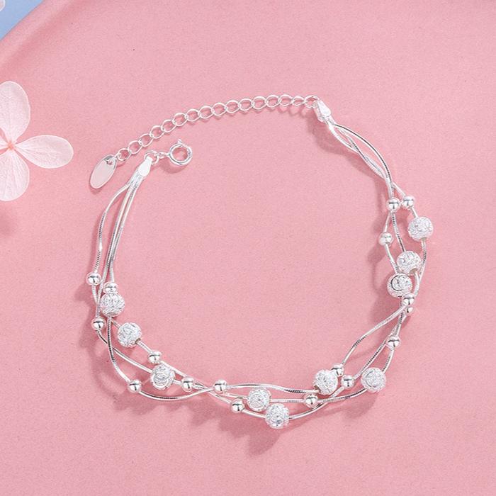 Fashion 925  Silver Bracelets For Women Vintage Designer Round Beads Adjustable Chain Bracelet Party Wedding Jewelry