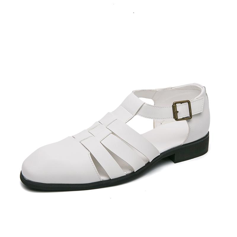 Fashion All-match Sandaly Hollow Out Casual Flats New Leather Men's Sandals Outdoor Summer Beach Shoes Comfortable Male Roman Sandals