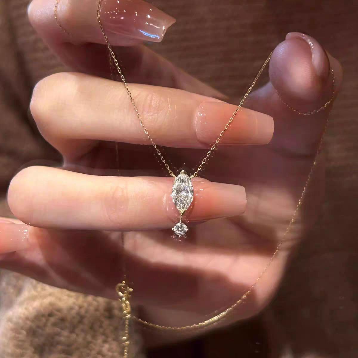 Ma Yan Water Drop Necklace for Women, Light Luxury, High End, Simple Clavicle Chain, Versatile, Sparkling Jewelry 40CM