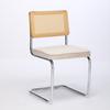 Mid Century Modern Dining Chairs Set of 2, Velvet Accent Chairs with Natural Cane Back & Stainless Chrome Base, Golden Color, DE1851BG