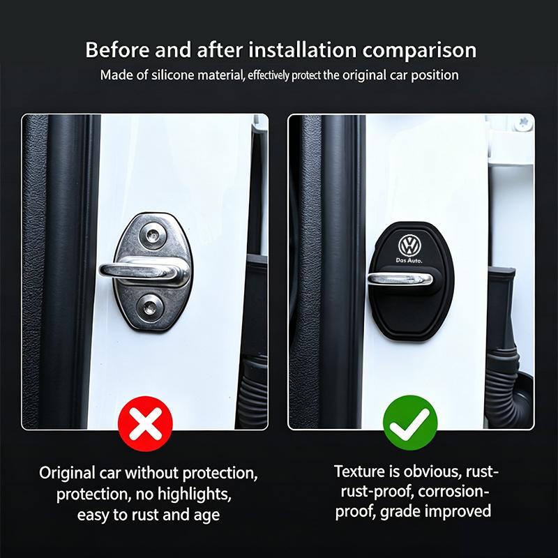 VW Car Sticker Car Sticker 4Pcs Car Door Lock Buckle Protective Cover Stickers Badge For Volkswagen VW R Polo Passat Rline Golf 4