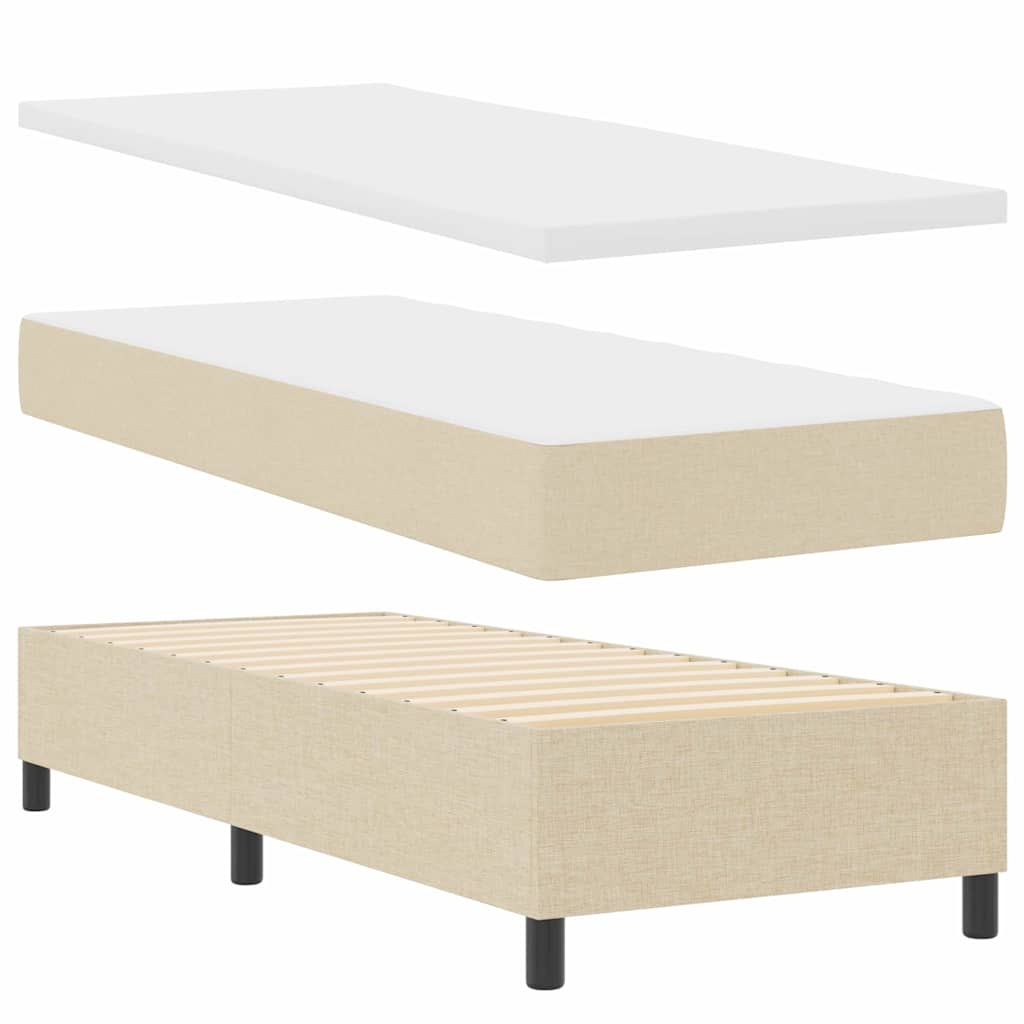 Boxspring Bed with Headboard Cream 80 x 200 cm Fabric