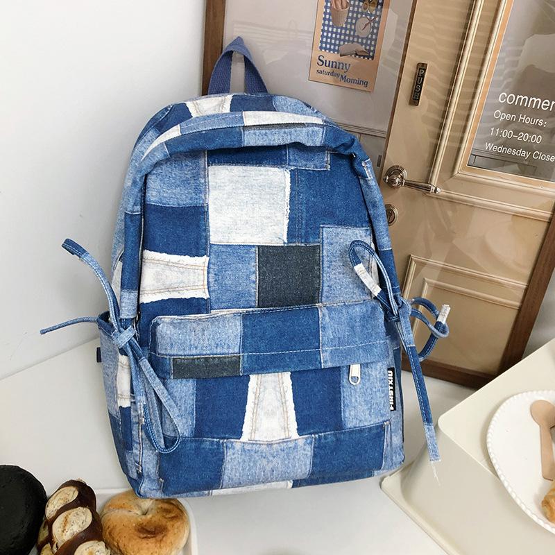 Schoolbag high value ins sweet wind girl bow plaid backpack Han Faner design sense primary and secondary school backpack