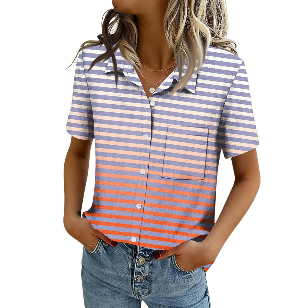 Women Blouses Short Sleeve Button Down Shirts Business Casual Dressy Work Tops Summer Spring Clothes