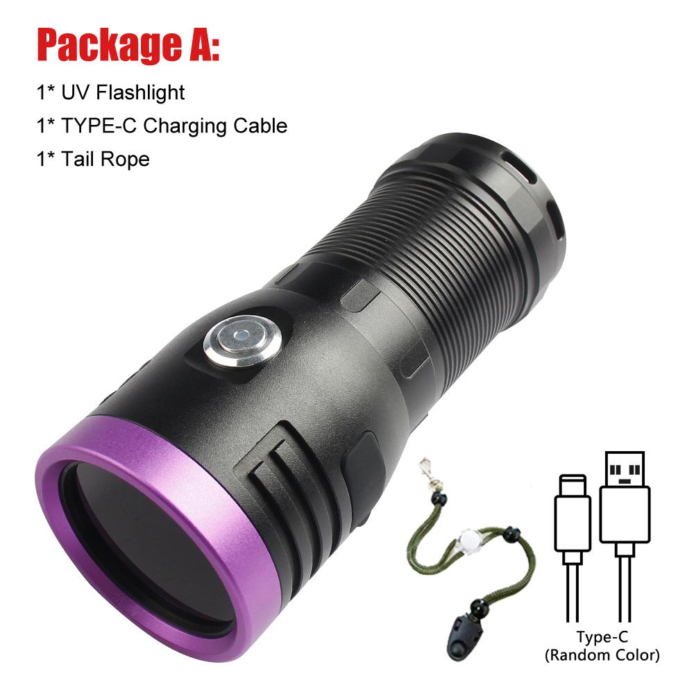 120W 6x365nm UV Powerful Ultraviolet Flashlight USB Rechargeable Blacklight Torch Curing Money Ore Scorpion Fluorescent Detector