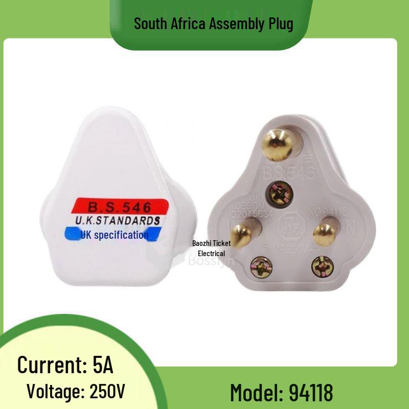 5A Small South Africa to India Three-Pin Self-Wiring Power Plug Adapter
