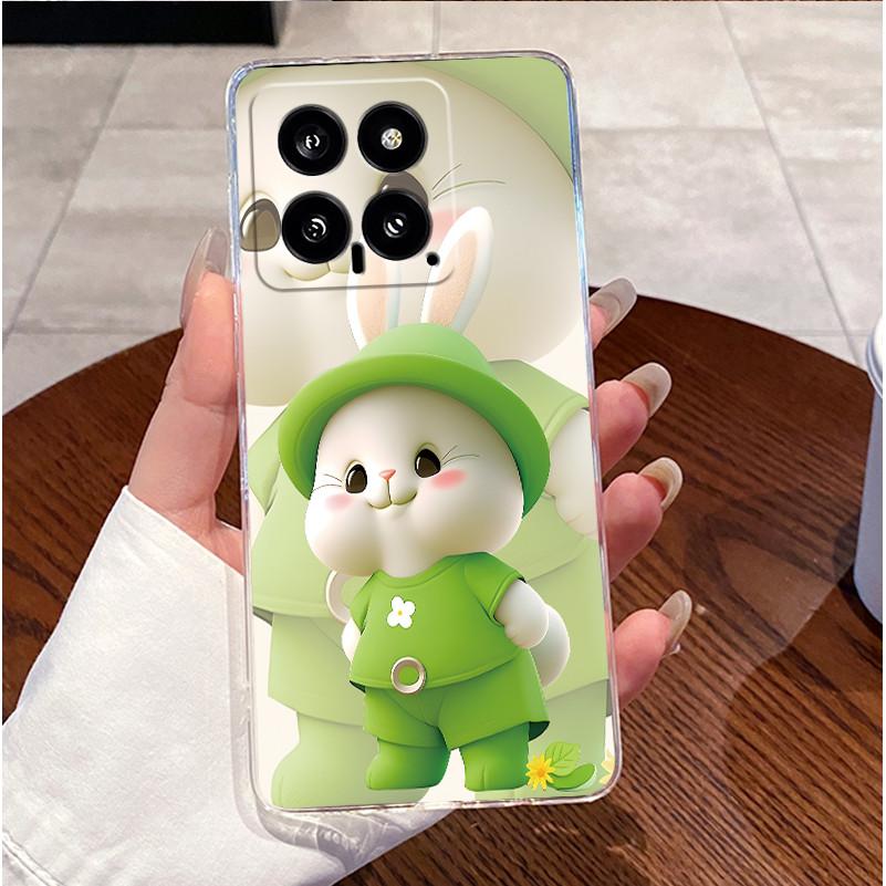 For Xiaomi Mi 14 / 14 Pro Clear Case Luxury Cute Love Rabbit Funny Ultra Slim TPU Silicone Soft Back Cover For Mi14 14Pro Casing