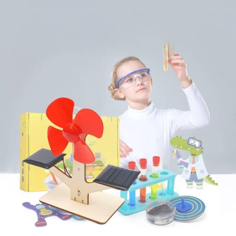 Kinder DIY Solarbetriebener Ventilator Wissenschaftsexperiment Lernspielzeug Natürliches Holzmaterial