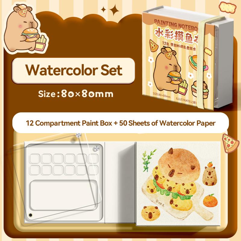 Portable 12/24 Colors Watercolor Painting Notebook Pigment Palettle Set Artist Watercolor Paint Palette Sketchbook Art Supplies