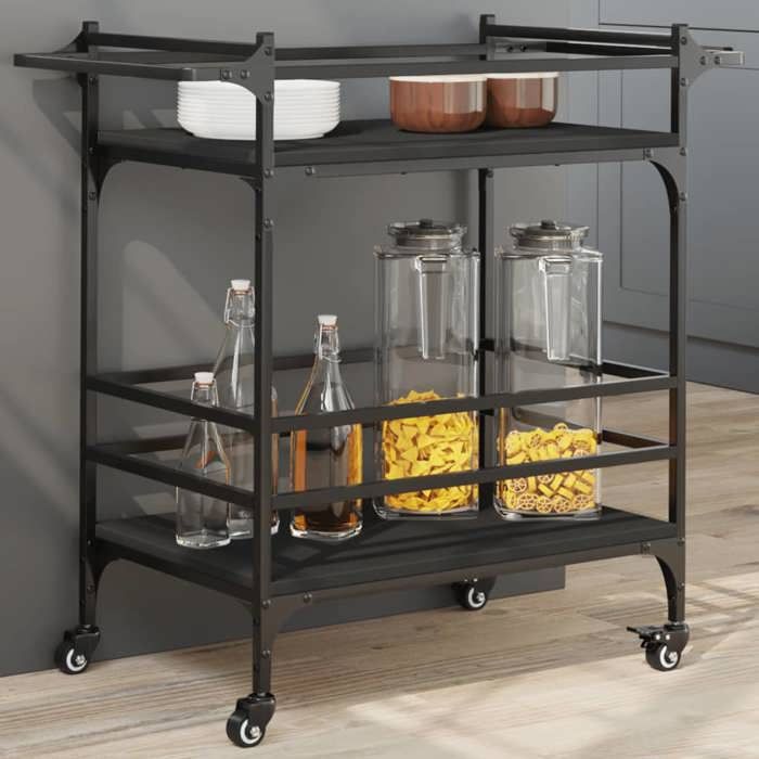 VidaXL Kitchen Trolley, Shelf with Wheels, Service Cart, Indoor Living Room Bathroom Storage Furniture, Black 842361
