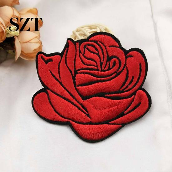 Aufnäher Kleideraufnäher Rose Aufbügler Stoffblume Abzeichen Zubehör für Kleidung Applikation