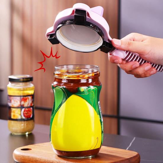 Strain-Free Jar Bottle Opener with Adjustable Capper Mechanism Easy Lid Removal Long Handle Non-slip Jar Cap Remover