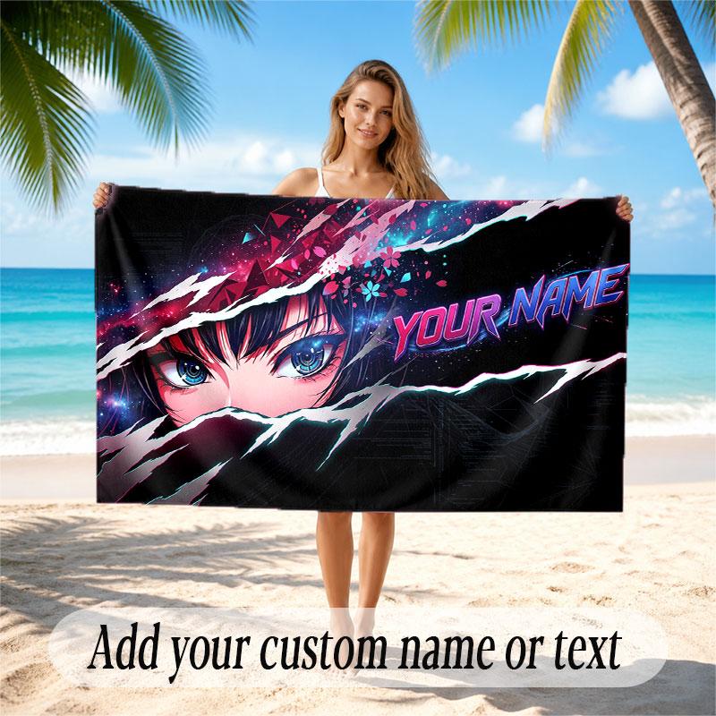 Fantasy Magic Theme Soft Beach Towel Personalized Custom Name Text Towel Portable for Beach Pool Travel