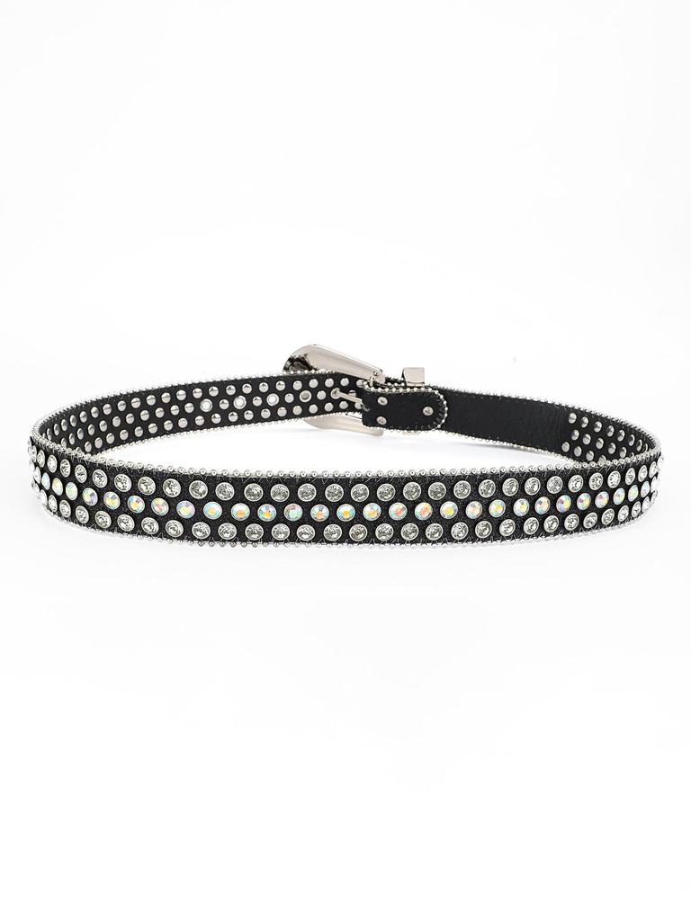 2025 Versatile Rhinestone Leather Belt with Sequin Decor for Men and Women