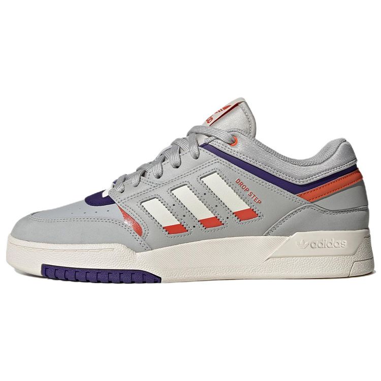 Adidas Originals Drop Step Leather Casual Durable Lightweight Low-Top Skate Shoes Men Sneakers Gray Red HP2248