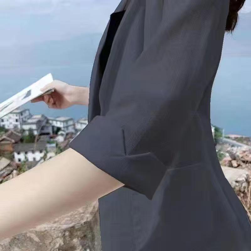 Women's Cotton Linen Blazer - Spring/Summer 2025 British Style, Casual Sun Protection Jacket