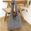 Vintage Plaid Women's Vest Shoulder Bags Large Capacity Female Reusable Shopping Bag Cott Cloth Schoolgirls Book Tote Handbags