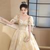 One-word Shoulder Champagne Evening Dress, High-end 1011 New Engagement Toast Dress, Presiding Over the Art Exam Graduation Long