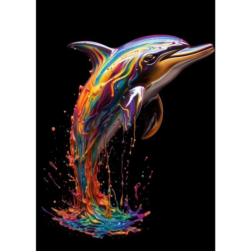 Animals With Paint Canvas Painting Rainbow Dog Sea Otter Elephent Poster Canva Prints HD Pictures Frog Animal Wall Art Unframed