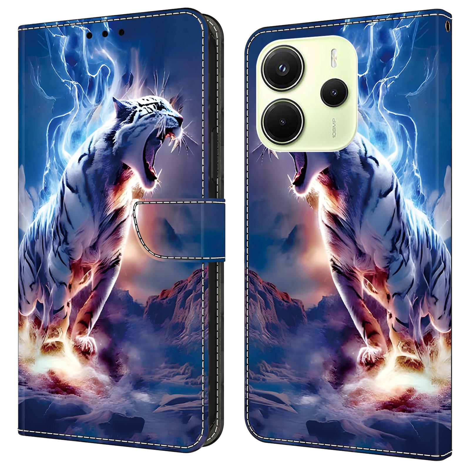 

For Xiaomi Redmi Note 14 4G (164.84mm) Leather Case Pattern Printing Wallet Stand Anti Drop Phone Cover E