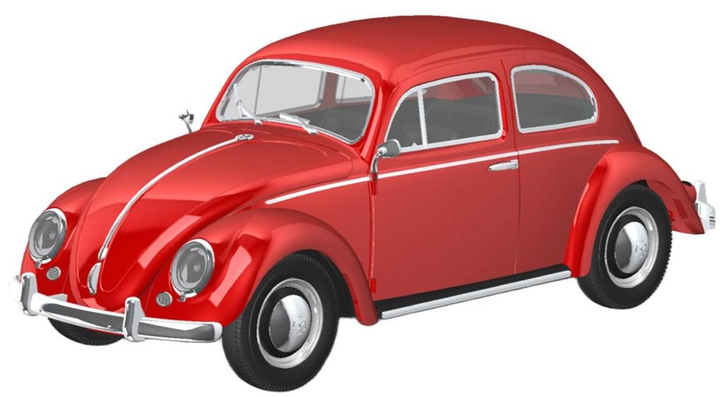 Aoshima Bunka Kyozai 1/32 Scale Rakupla Snap Kit No. 20-RR Volkswagen Beetle Ruby Red Pre-Colored Plastic Model Kit (Automobile)
