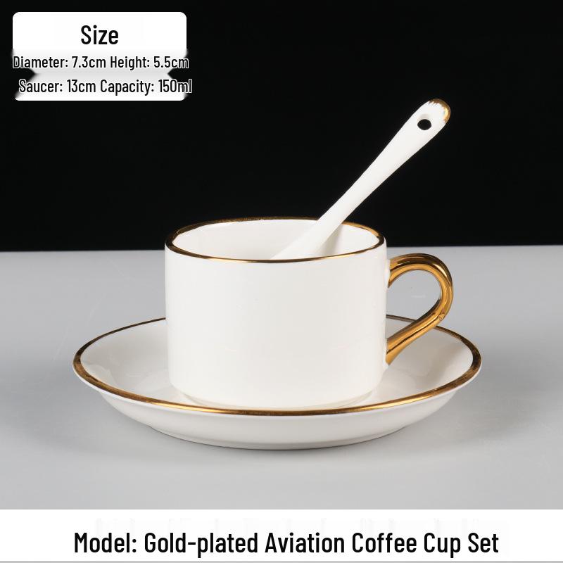 Europejski Luksusowy Zestaw Ceramicznych Filiżanek do Kawy ze Złotym Brzegiem