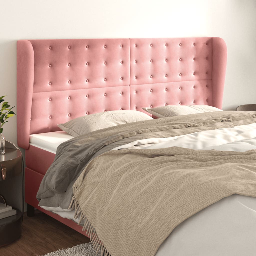 Headboard with Ears Pink 163 X 23 X 118 128 Cm Velvet