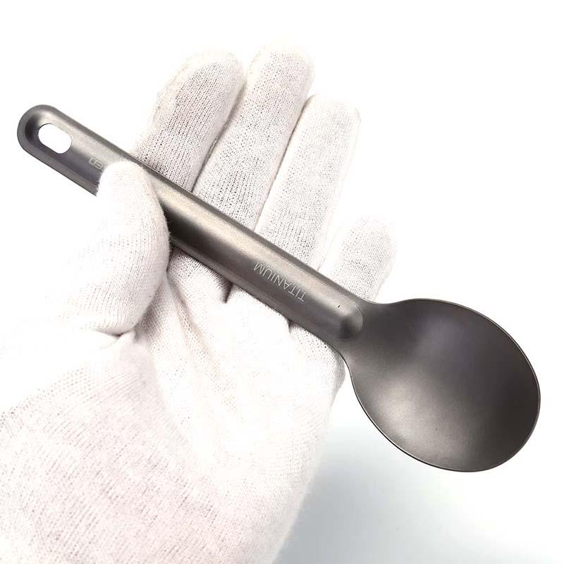 Praktische Gute Qualität Reinem Titan Löffel Gabel Tragbare Camping Titan Geschirr Kombination Werkzeug