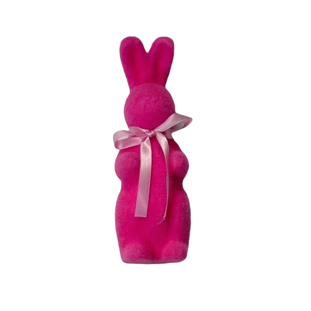 

Cute Design Bunny Decoration Creative Rabbit Ornaments Gifts Flocking Rabbit Statues Home Desktop розы красного