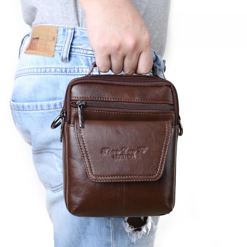 Genuine Leather Men's Messenger Bag 7-inch Mini One-shoulder Small Bag Multifunctional Backpack Cowhide Casual Men's Bag Handbag