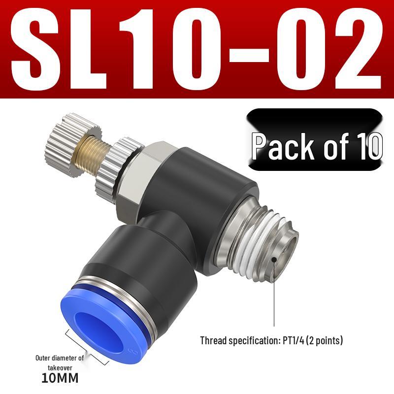 Adjustable Pneumatic Throttle and Speed Control Valve with Quick Connector for Air Tubes SL4 6 8-M5-01-02