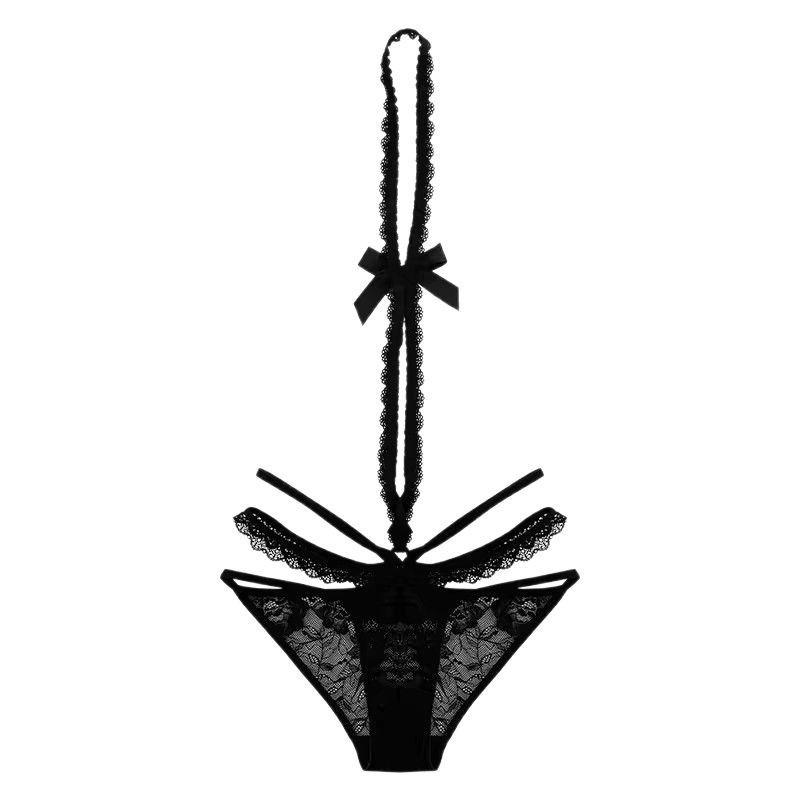 Sex underwear sexy lace pure desire wind neck removable underwear women's bow mid-low waist briefs