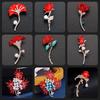 Exquisite Women's Red Flower Brooch – Niche Design, High-End Suit Accessory