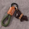 Cute Handmade Leather Puppy Keychain Pendant - Unique Gift Bag Accessory for Couples