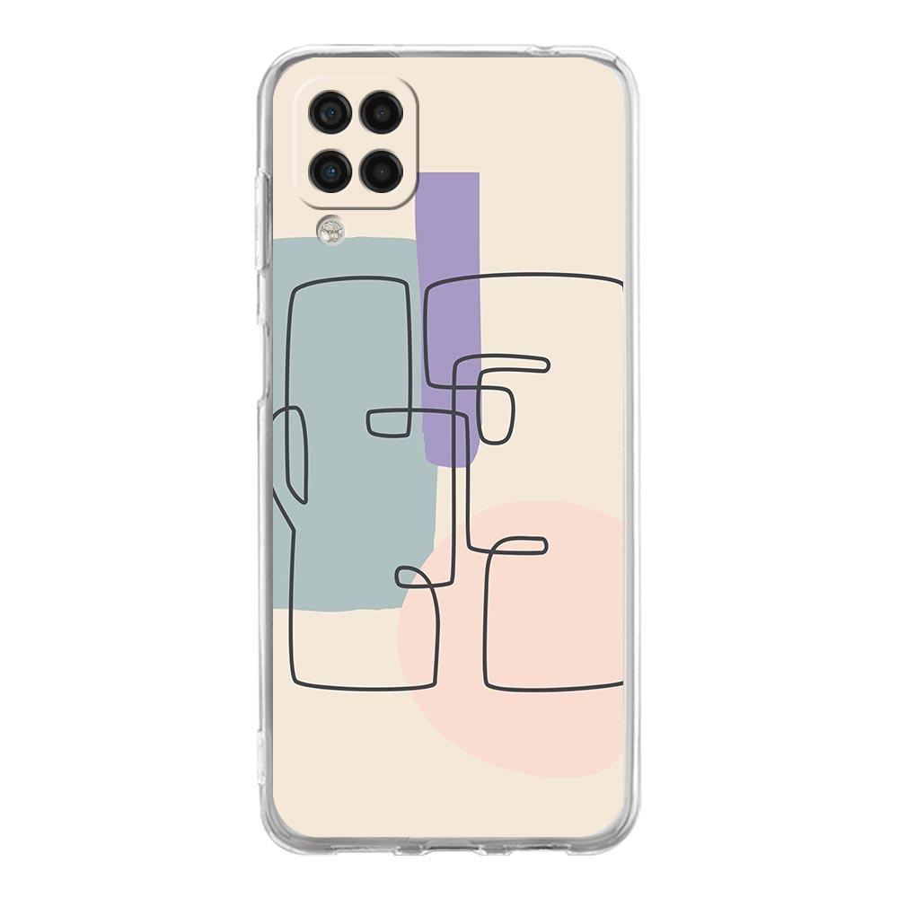 Phone Case for Samsung Galaxy A13 A51 A71 A21S A12 A31 A52 A41 A23 A53 A73 A32 5G A03S Cover Couples Flower One Line Wall Art