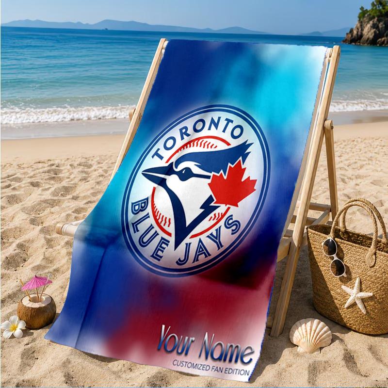 Custom Name Torontos baseball Personalized Microfiber Beach Towel, Quick-Dry, Ideal for Summer Travel, Beach Essential, Swimming