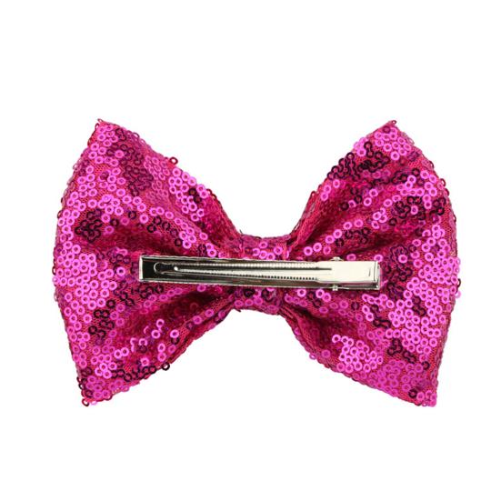 Hairpin Safety Rounded Corner Clip with Burr-Free Metal Spring Bow Shape Shiny Sequin Decoration Hairpin Children Sparkling Hair Accessory