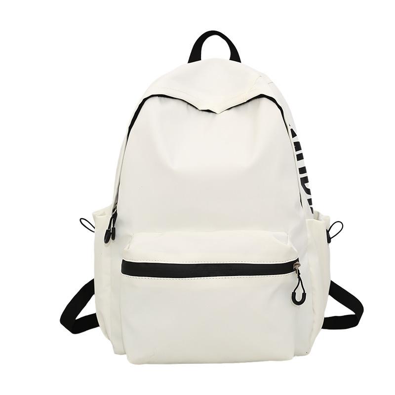 Solid Color Gender-neutral Nylon Backpack Casual Large-capacity Schoolbag Junior High School Student College Student Class Backpack