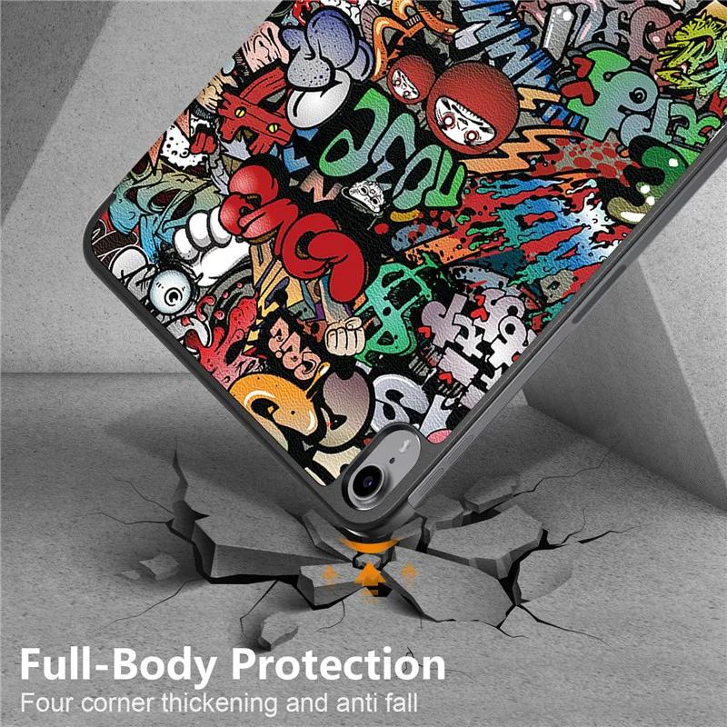 For iPad 10th 10.9" 2022 Fashion Paint Smart Leather Cover For Funda iPad Pro 11 2021 2020 Pro 11 2022 2024 Case Cover Coque