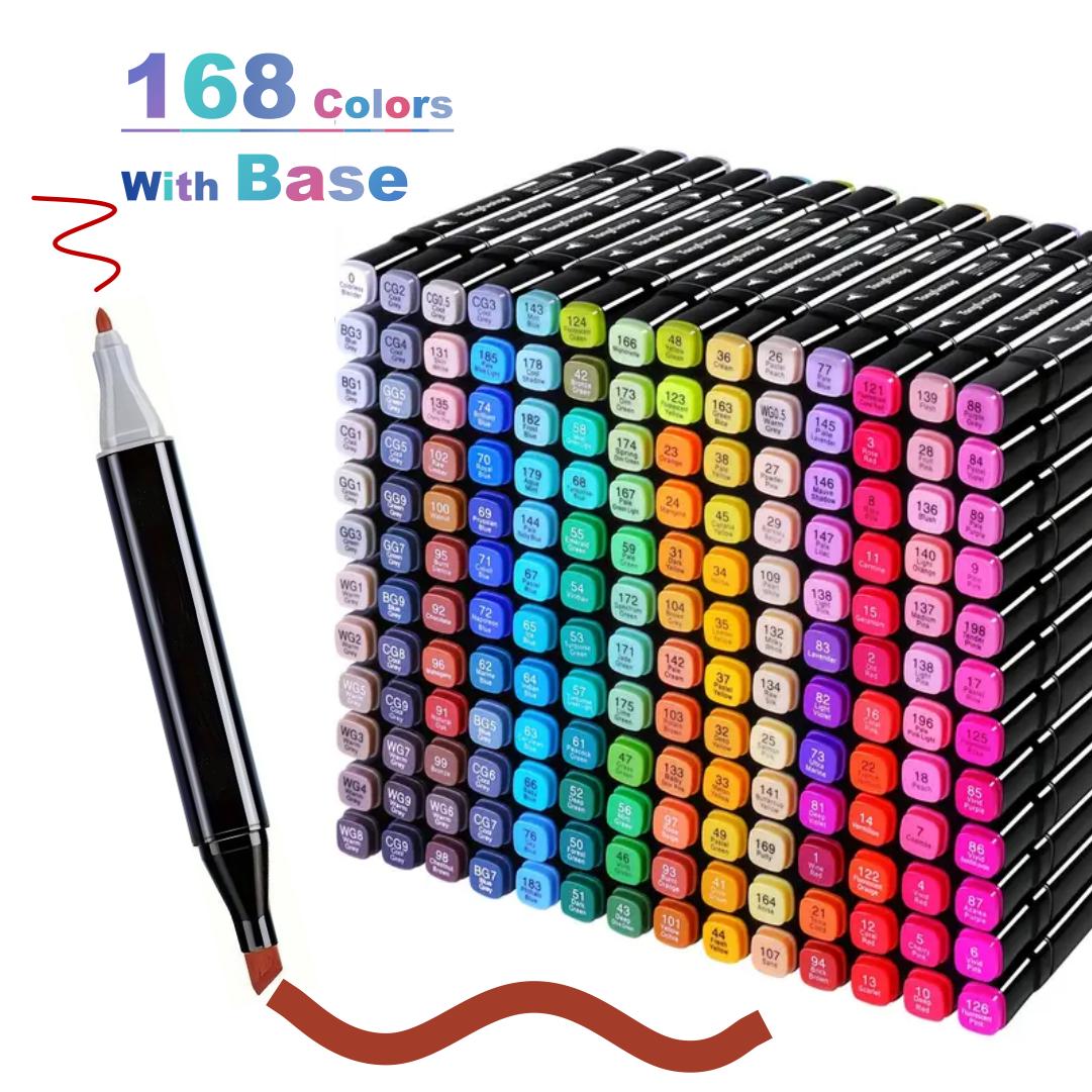 

168colors Double-ended Sketch Markers with base For Art Drawing Comics Design