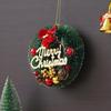 Green Merry Christmas Wreath for Front Door with Red Berries Balls Flowers Ribbon | Garland for Christmas | Xmas Gifts Ornaments Props