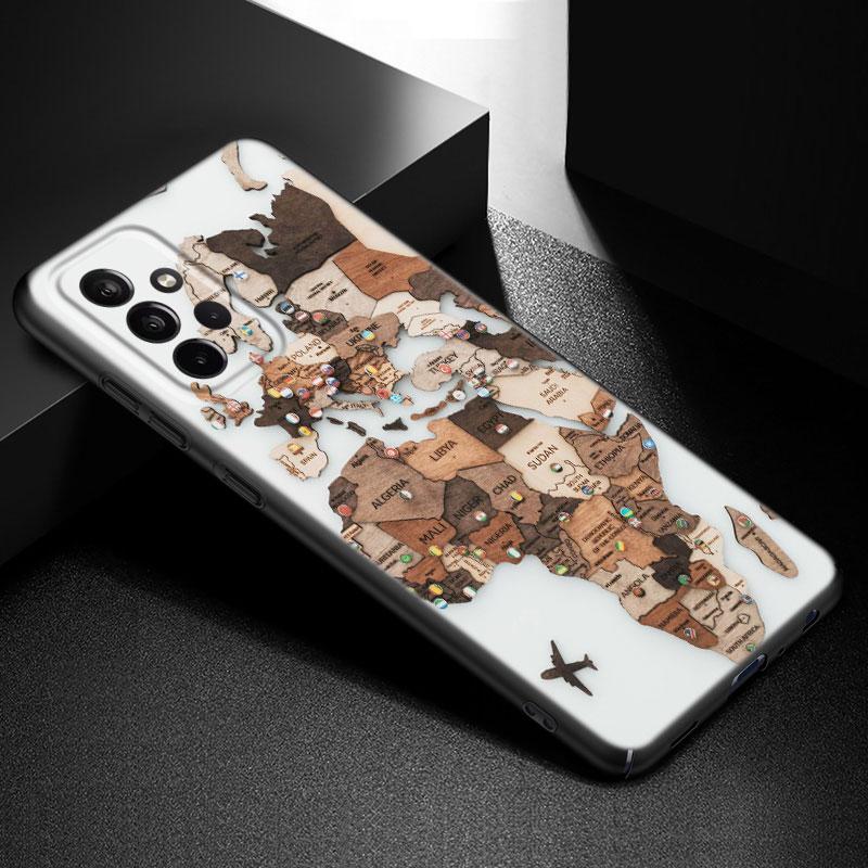 World Map Travel Phone Case For Samsung Galaxy A21 A30 A50 A52 S A13 A22 A32 A33 A53 A73 5G A11 A12 A31 A51 A70 A71 A72 Cover