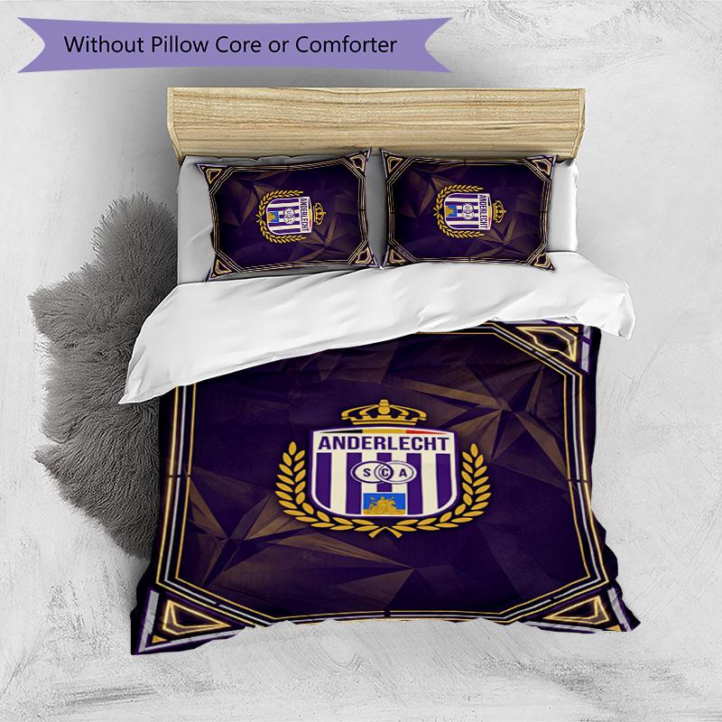Set Lenzuola 3 Pezzi Stampato FC Anderlecht Traspirante Copripiumino con Federe Biancheria da Letto Decorativa per Camera da Letto Casa