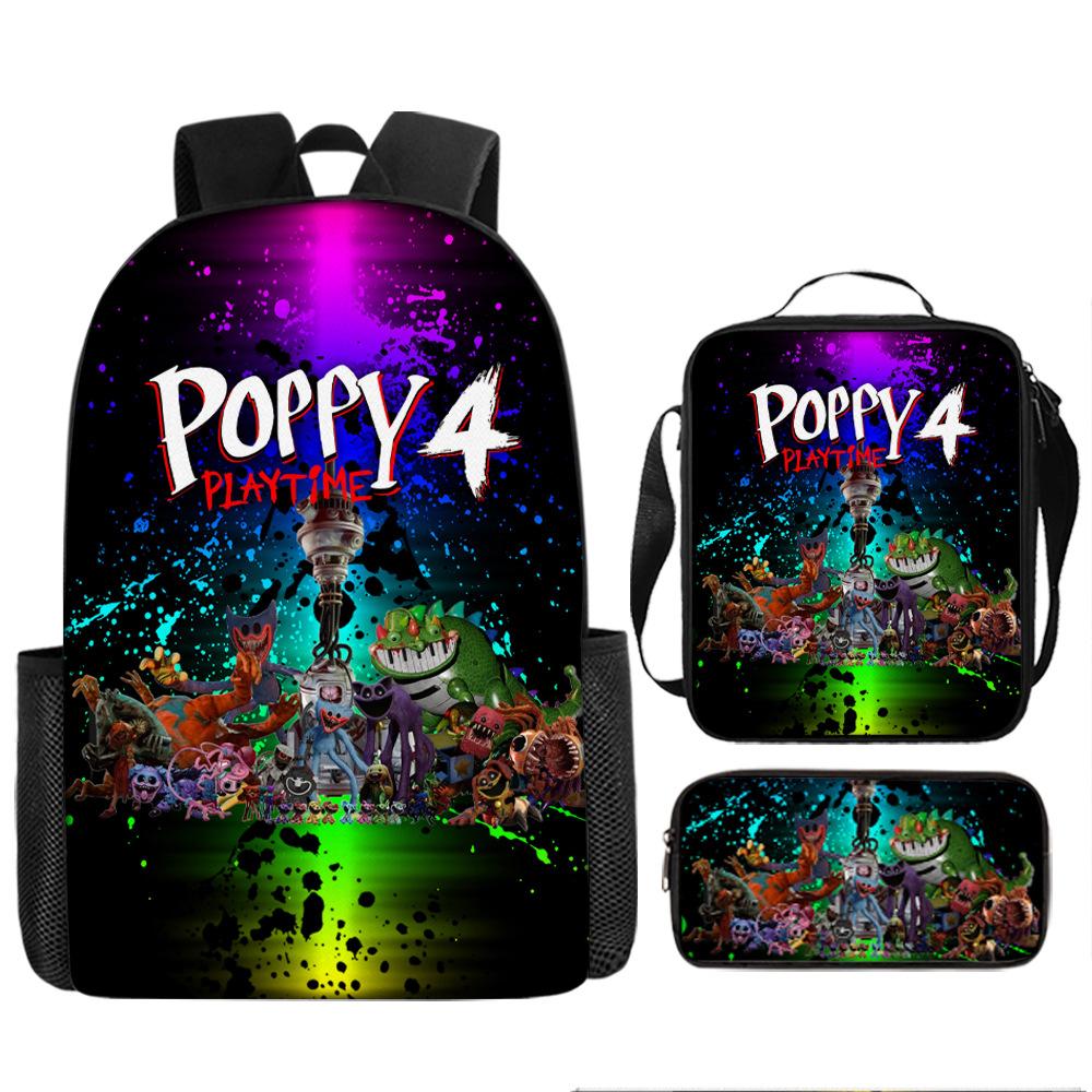 Poppy's Playtime 4 Elementary School Bag Nightmare Critters Large Capacity Backpack 3-piece Set